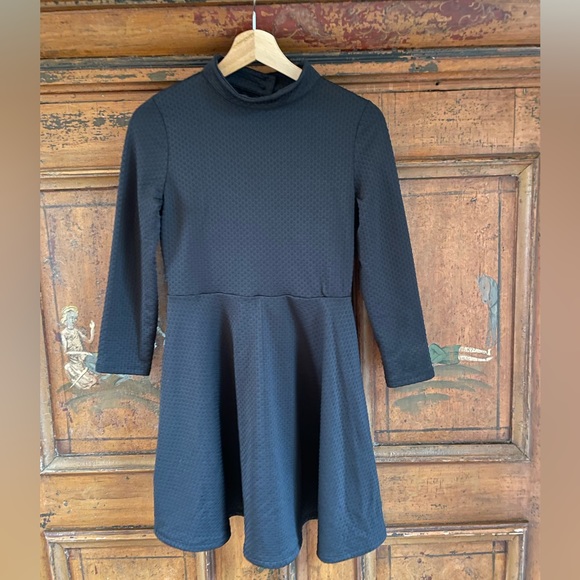 Free People Flirt N Flare Open Back Textured Black Mini Dress - Picture 3 of 7